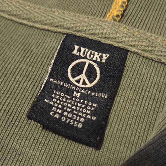 Vintage Y2k Lucky Camo Tiger Embroidered Flower Zip Hoodie Sweatshirt Sz Medium - Picture 8 of 10